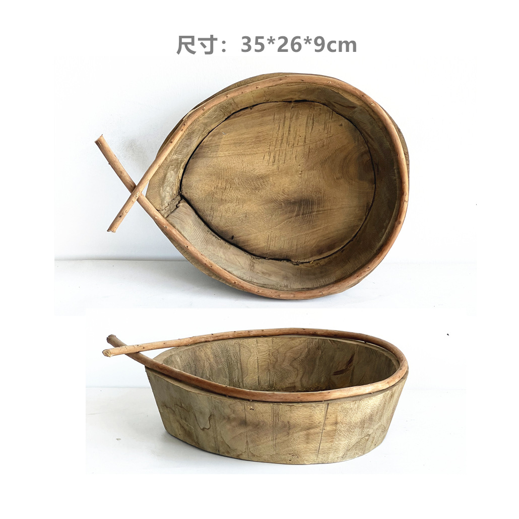 Bandeja de madera hecha a mano para servir bocadillos y frutas, decoración de escritorio para el hogar, estilo wabi-sabi.