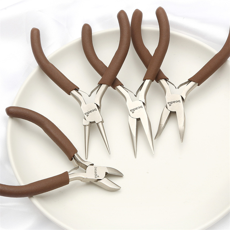 Handmade DIY Pliers brown Pointed Nose Pliers Jewelry Pliers Multifunctional Round Nose Pliers Mini Jewelry Winding Beading Tool