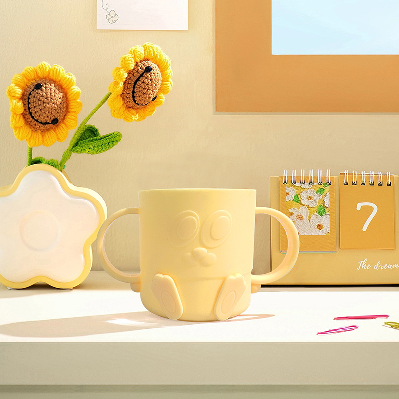 广华杰克兔儿童杯高颜值家用圆润杯口双柄易抓握易清洗卡通塑料杯