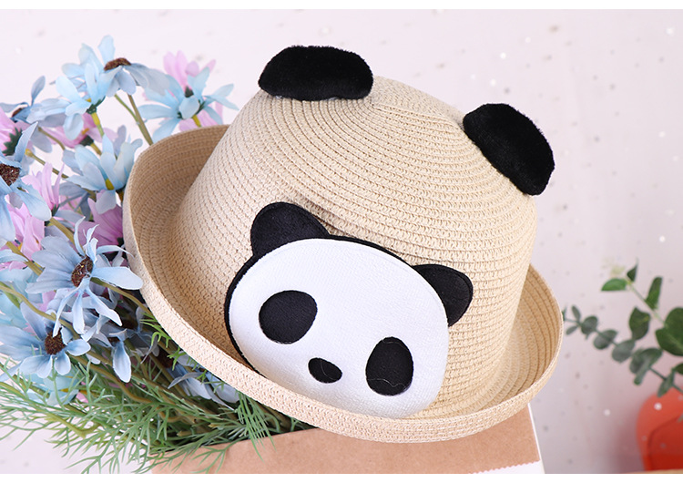 Women's Cute Simple Style Panda Crimping Straw Hat display picture 2