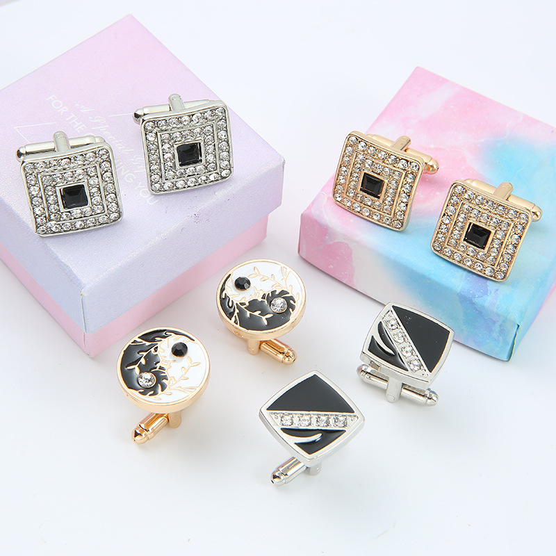 AliExpress Amazon New Men's Tai Chi cufflinks Square Diamond French Shirt cufflinks cufflinks