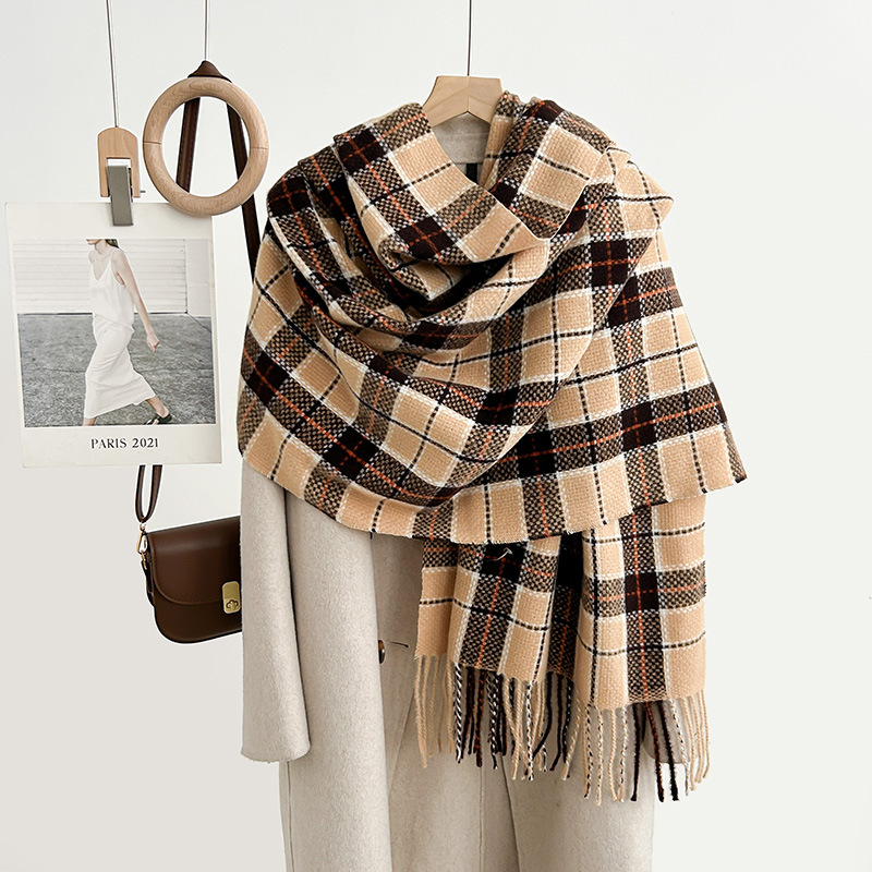 Otoño y invierno de alta calidad moda bufandas de tela de tela de tela coreana temperamento dulce y elegante imitación de cachemir calentamiento veloz chal image 3