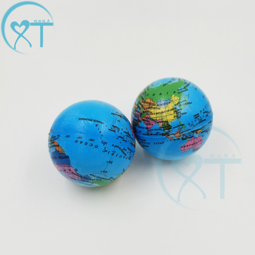 Cross-border manufacturer decompression children's sports toy ball map PU foam sponge ball 10cmPU ball globe