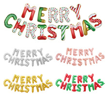 merry Christmas圣诞节气球派对装饰圣诞快乐英文字母铝膜套装