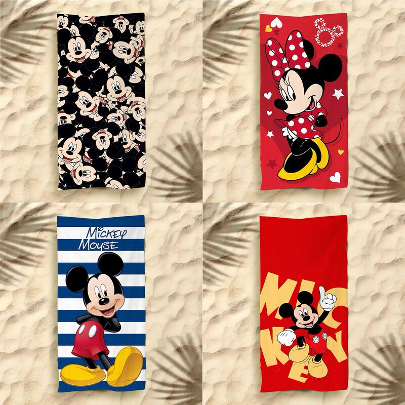 New cross-border jit generation hair mickey beach towel cute mickey mouse cartoon microfiber printed beach towel