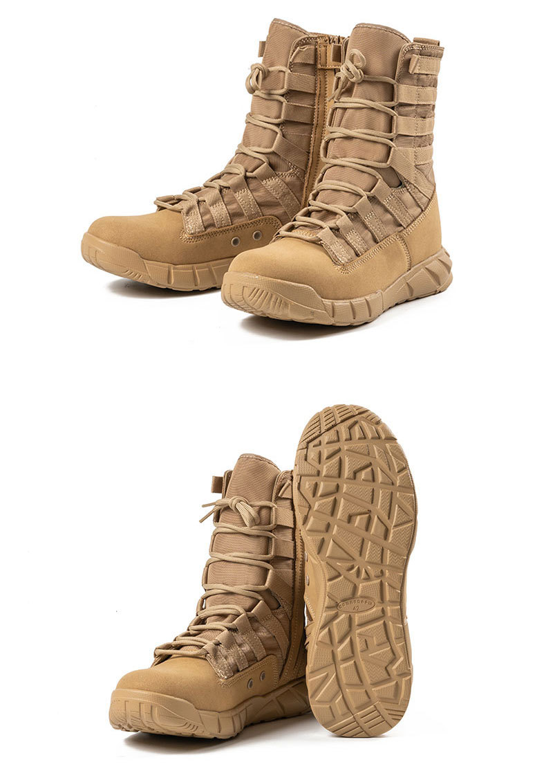 New high-top combat boots Green desert boots Brown boots Light combat boots Training boots_voghion.com