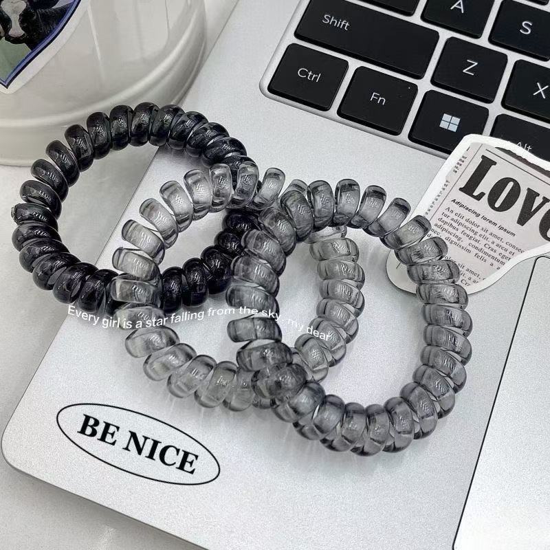 Ice-Clear Cool Style Phone Cord Hair Tie Korean Ins Bracelet Ponytail Hair Rope Hair Accessory Sweet and Fresh Traceless Rubber Band