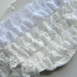 3cm白色双边法式弹力褶蕾丝边洛丽塔娃衣项链洋装口辅料