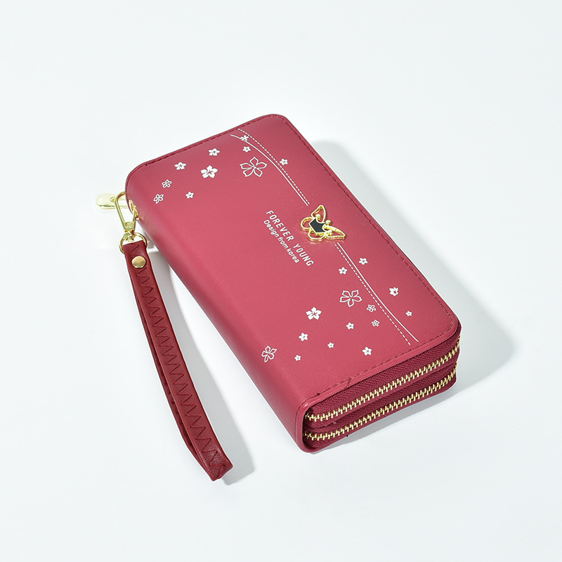 Wallet long ladies new wholesale wrist strap large capacity clutch printed soft leather double zipper mobile phone bag women Wallet long ladies new wholesale wrist strap large capacity clutch printed soft leather double zipper mobile phone bag women