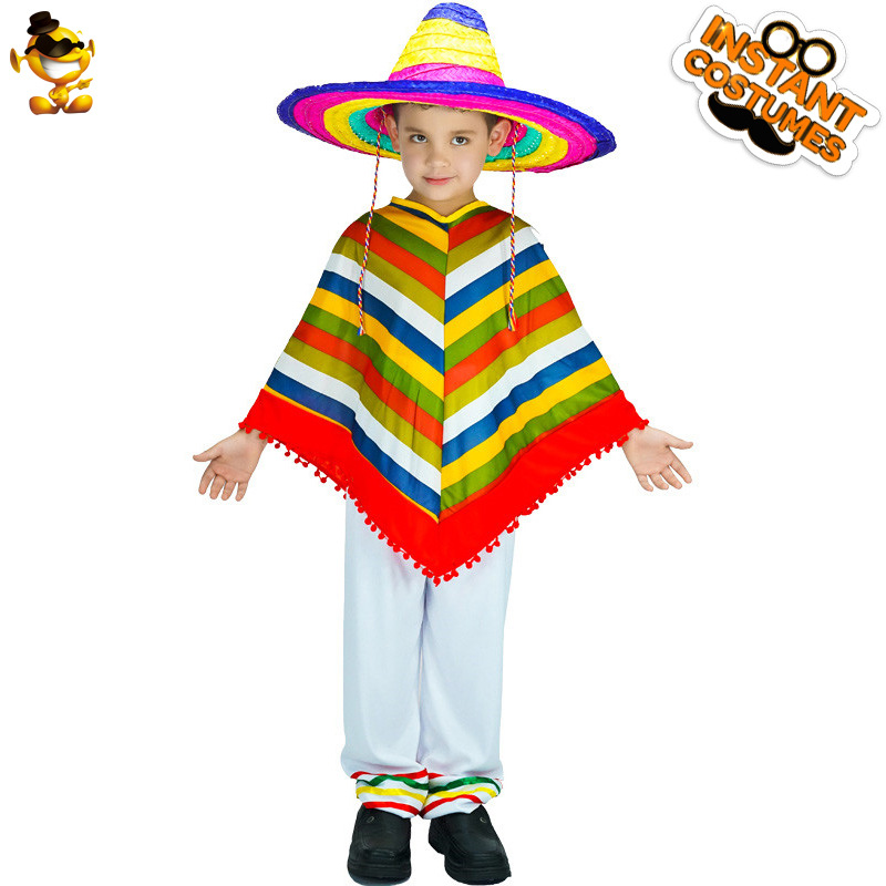 Halloween niño niños mexicano color manto estilo étnico mexicano traje del funcionamiento de los niños image 7