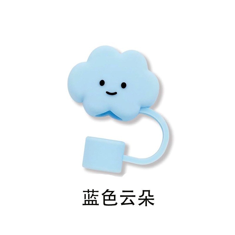 Cubierta de pajita de color Cubierta de pajita de nube de pegamento suave linda tapa de tapón de paja de silicona de grado alimenticio a prueba de polvo y a prueba de fugas para pajita de 10mm