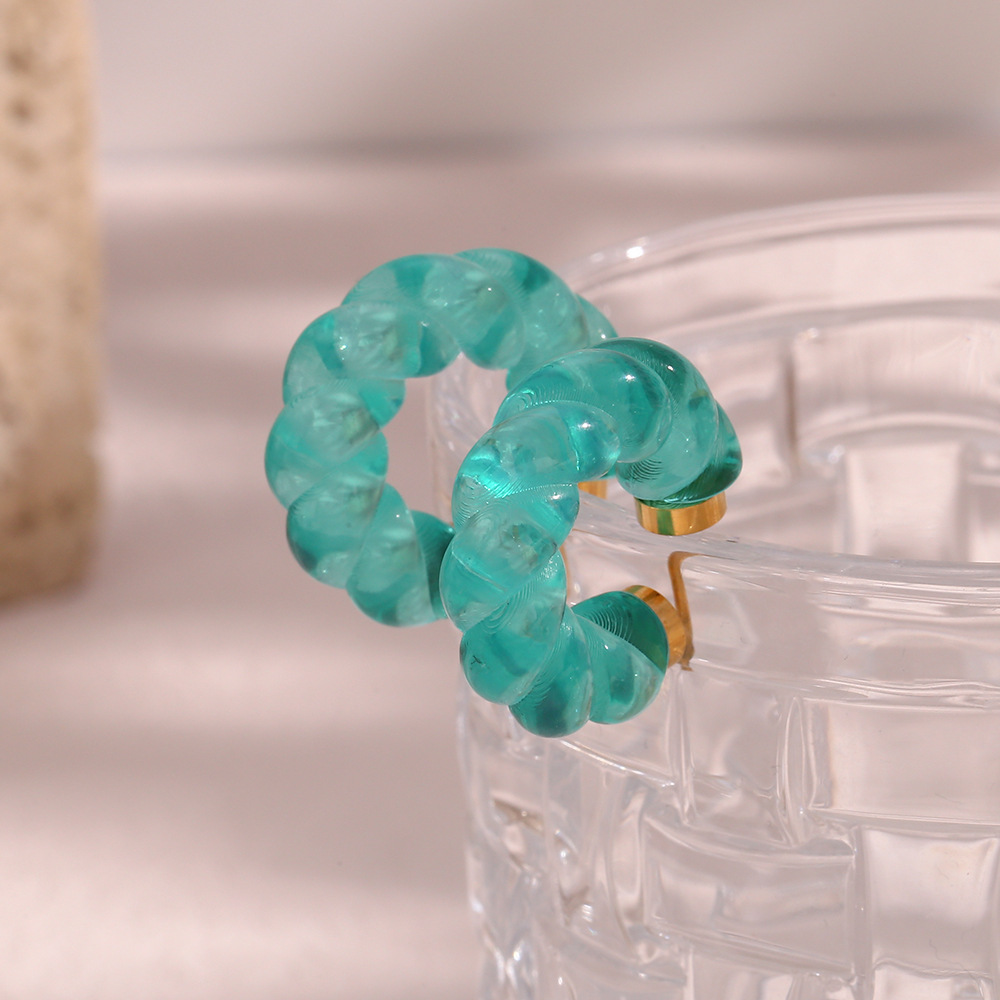 Fashion Summer Simplicity Jewelry Resin Acrylic Twist Stainless Steel Earrings
