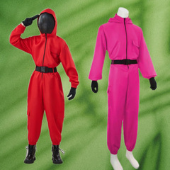 跨境万圣节纸钞屋达利原版工装服cosplay儿童连体衣韩版电影同款