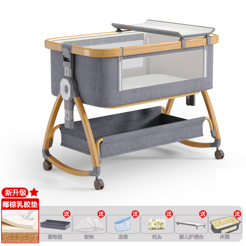 Cuna de bebé recién nacido cama costura Cama grande Baby Shaker BB cama de los niños cuna cama multifuncional móvil plegable image 53