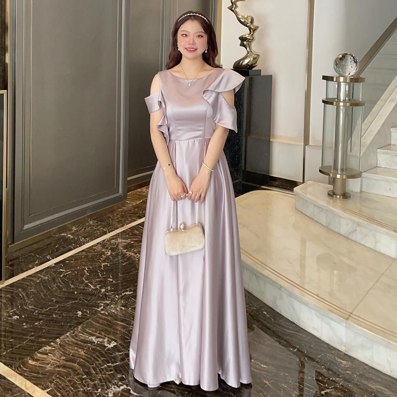 Gray New Satin Plus-Size Bridesmaid Dress, Purple, Slimming, High-End, Niche Sister Dresses, Bridesmaid Group, Plus-Size Gray New Satin Plus-Size Bridesmaid Dress, Purple, Slimming, High-End, Niche Sister Dresses, Bridesmaid Group, Plus-Size
