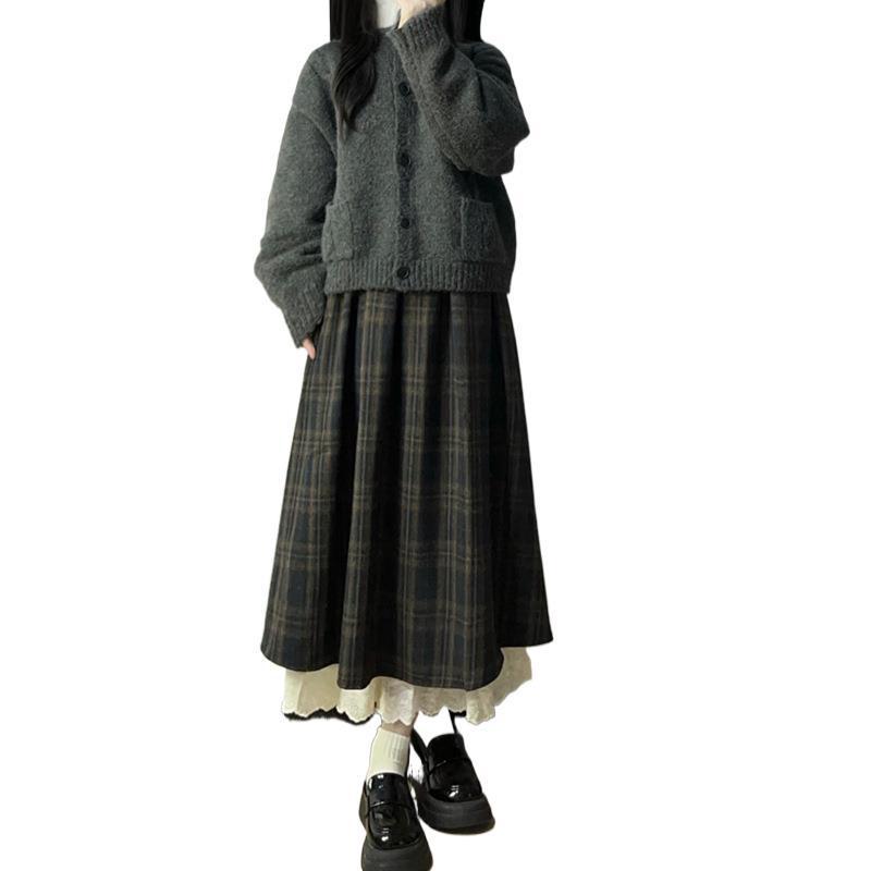 韩系学院风毛衣针织连衣裙子女2025新款深秋初冬季穿搭一整套长裙|undefined