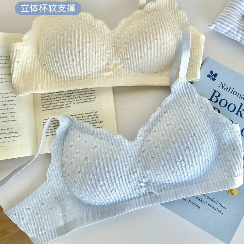 Original Seamless Bra for Women, Push-Up for Small Busts, Gathers Side Breasts, Prevents Sagging, Fixed Cup, Wireless Lace Floral Bra