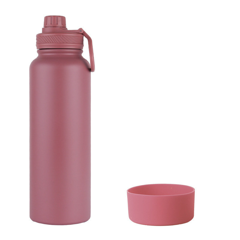 Botella de agua deportiva de gran capacidad transfronteriza, taza aislada al vacío de acero inoxidable 304, botella espacial de pintura de goma portátil para exteriores