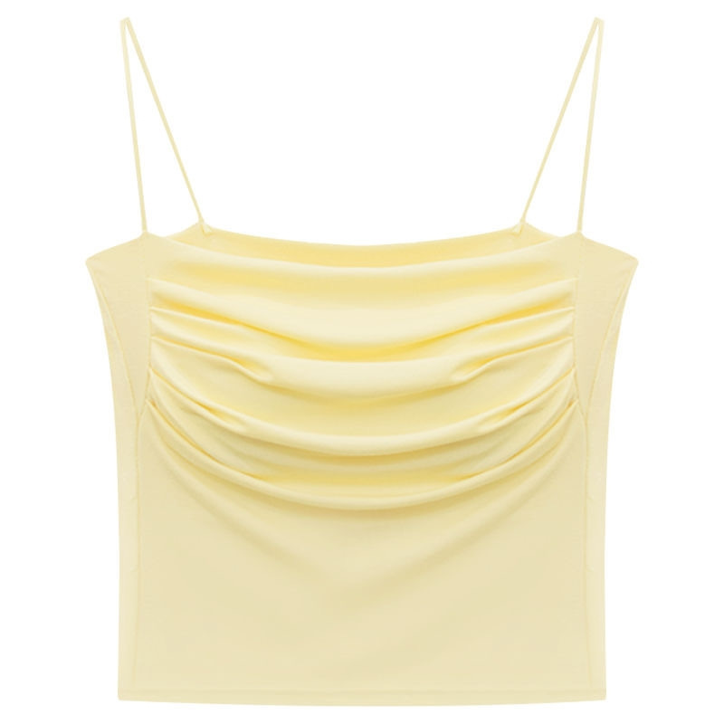 Versión coreana del deseo puro de mostrar el pecho, un gran tirante de un solo hombro plisado, hermoso chaleco trasero, una pieza con almohadilla para el pecho, top de tubo