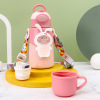 Cute children's glass stainless steel, thermos, handheld bag strap with glass