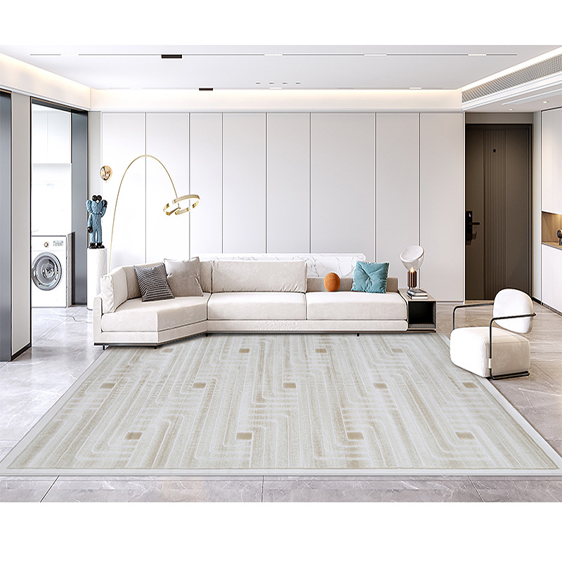 Alfombra sala de estar resistente a la suciedad fácil de cuidar sensación de alta calidad moderna simple crema gruesa hotel tejido impermeable geometría