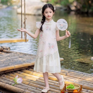 汉服女童旗袍裙2026夏季新款儿童新中式古风仙气小女孩流苏公主裙