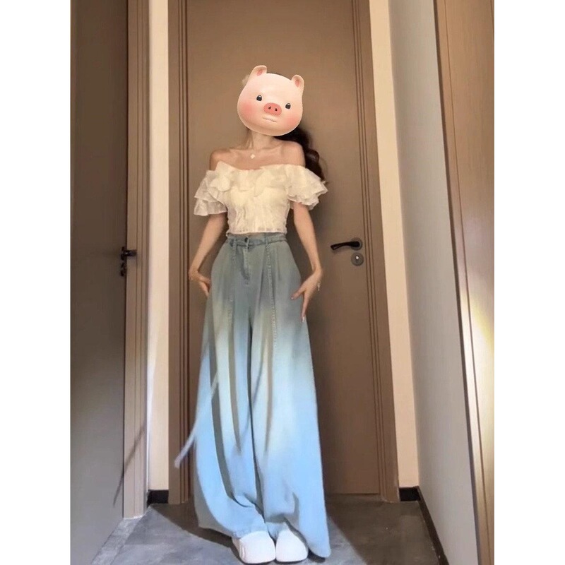 Apricot-Colored Ruffled Lace Shirt for Women, 2026 Summer Fashion, Stylish Design with Fishbone Waist-Cinching, Short Off-Shoulder Top Apricot-Colored Ruffled Lace Shirt for Women, 2026 Summer Fashion, Stylish Design with Fishbone Waist-Cinching, Short Off-Shoulder Top