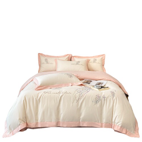 Manufacturer's new thickened Xinjiang cotton long-staple cotton embroidered brushed cotton four-piece set sheet quilt cover bed sheet wholesale