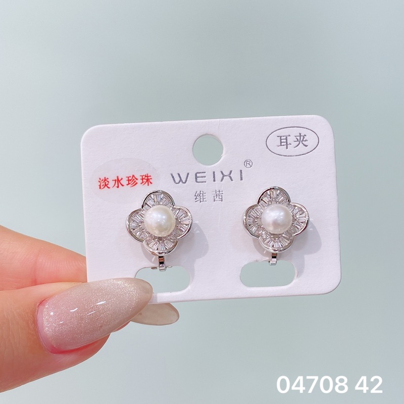 维茜新品精美闪耀锆石珍珠蝴蝶蝴蝶结耳夹女气质优雅免耳洞耳夹耳|undefined