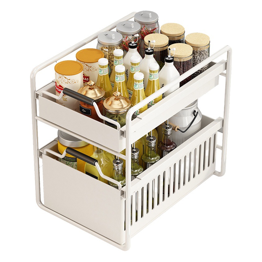Estante de almacenamiento de cocina extraíble multifuncional, cajón multifuncional, estante de almacenamiento de condimentos para gabinete y fregadero