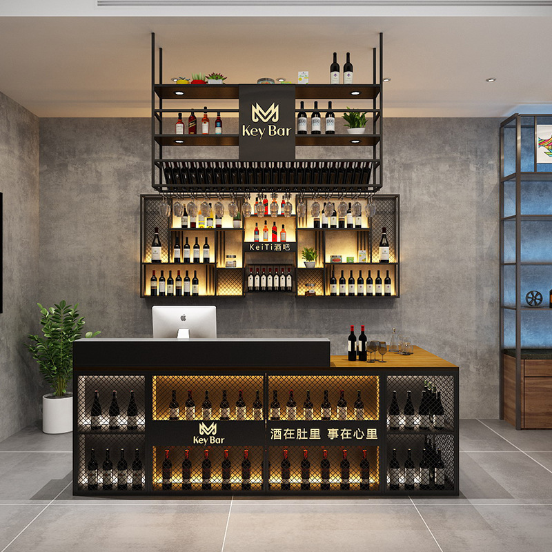 Retro Industrial Style Bar Counter Cashier Hotel Barbecue Shop B&B Shop Corner Front Desk Reception Counter