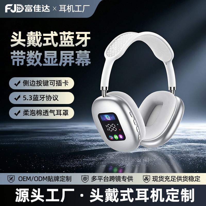 New Max700 Digital Display Screen Head-Mounted Bluetooth Headset with Card Reader, Can Insert Tf Card to Play Music