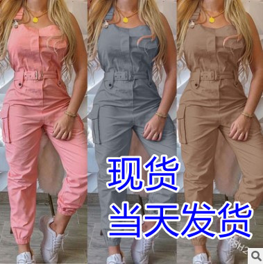 2023 European and American cross-border women's new fashion sexy tube top single-breasted multi-pocket overalls K317 2023 European and American cross-border women's new fashion sexy tube top single-breasted multi-pocket overalls K317