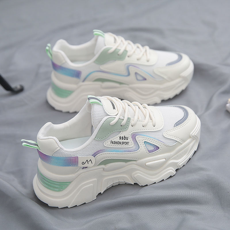 Zapatos de mujer Primavera y otoño Nuevas zapatillas de deporte versátiles de alto aspecto de suela gruesa malla transpirable zapatillas clunky deportes casuales zapatos de mujer