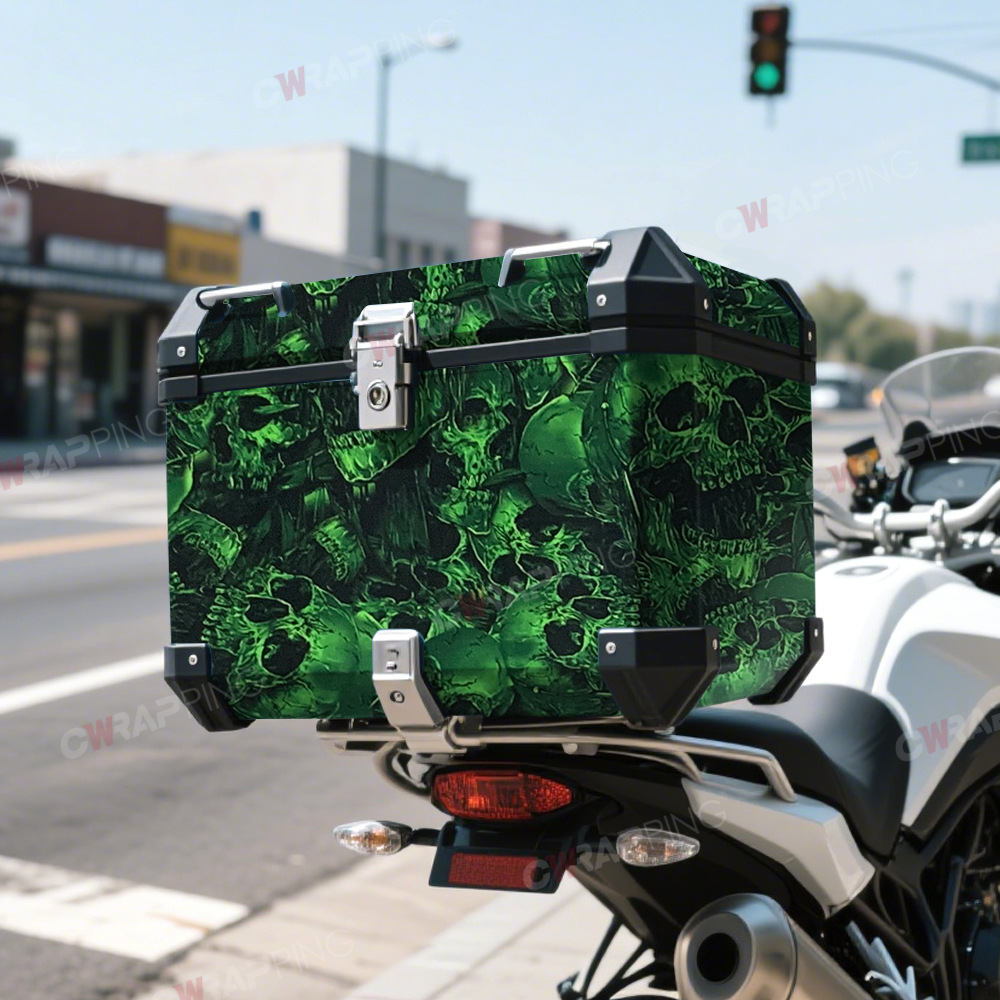 Motorcycle Rear Box Personalized Skull Camouflage Body Film Painted Car Color-Changing Film Modification Sticker Hood