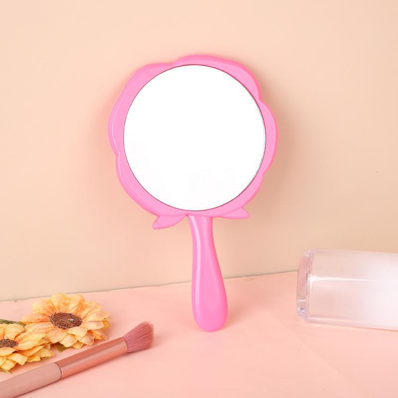 Nuevo espejo de mano de niña rosa lindo espejo de mango portátil mini espejo pequeño con espejo de maquillaje de forma image 8