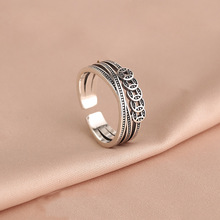 S925银五帝钱戒指国潮风开口指环复古指钱币招财转运男女小众设计