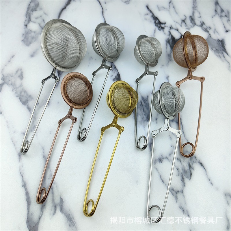 304 stainless steel mesh tea ball household handle tea round filter tea seasoning filter residue easy to make tea ball