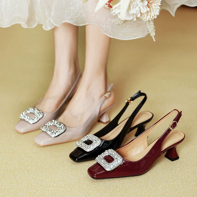 Французские квадратные туфли на каблуках на каблуках новые летние пустые туфли