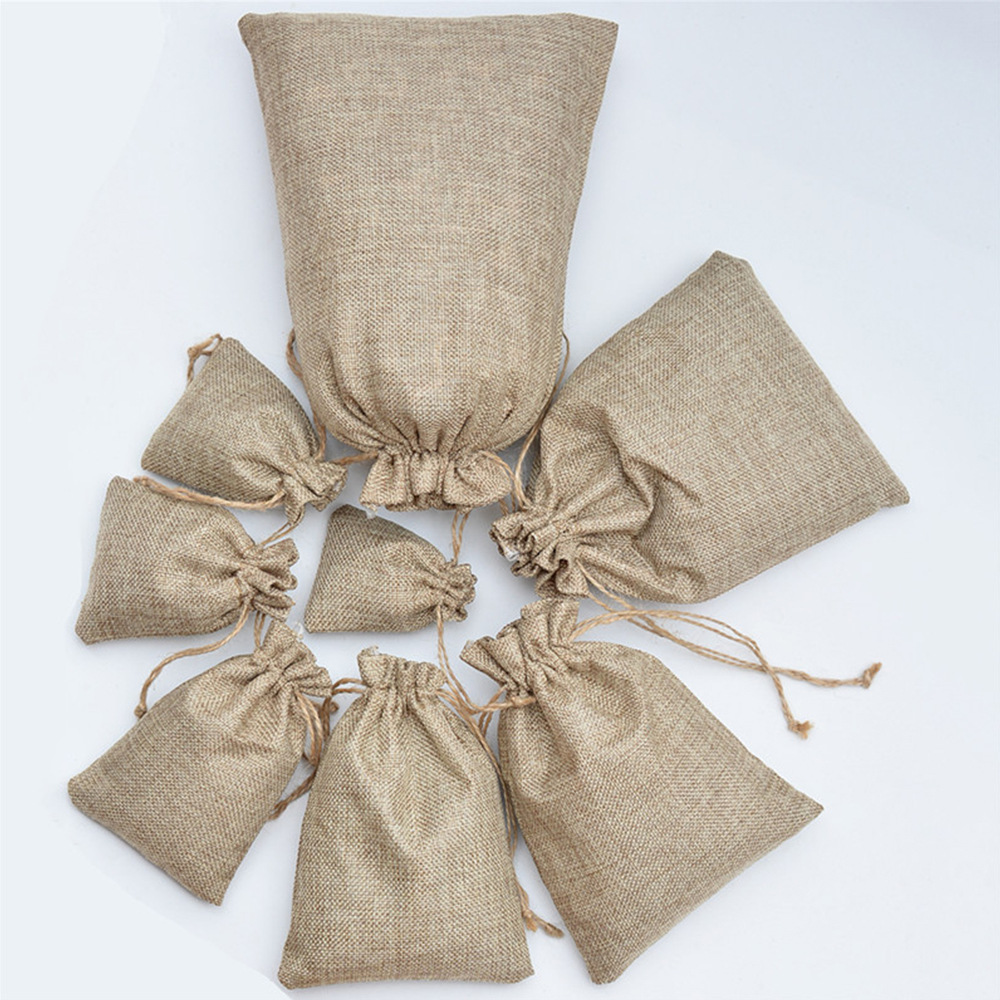 亚马逊现货麻布束口礼品袋 17*23麻布袋圣诞礼物糖果麻布袋批发