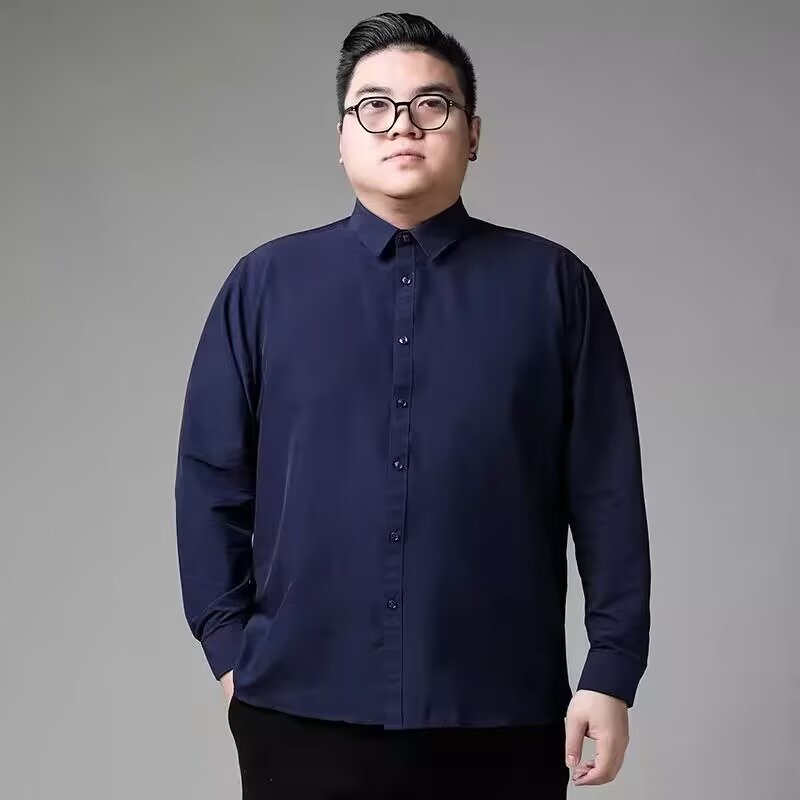 Áo sơ mi nam tay dài mùa xuân thu size lớn, áo sơ mi nam rộng rãi, kiểu dáng công sở thường ngày, size lớn dành cho người béo