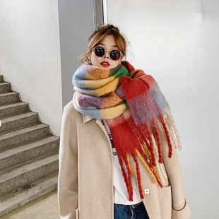 Tide, rainbow scarf, winter colored keep warm cute universal cloak for beloved for elementary school students, increased thickness