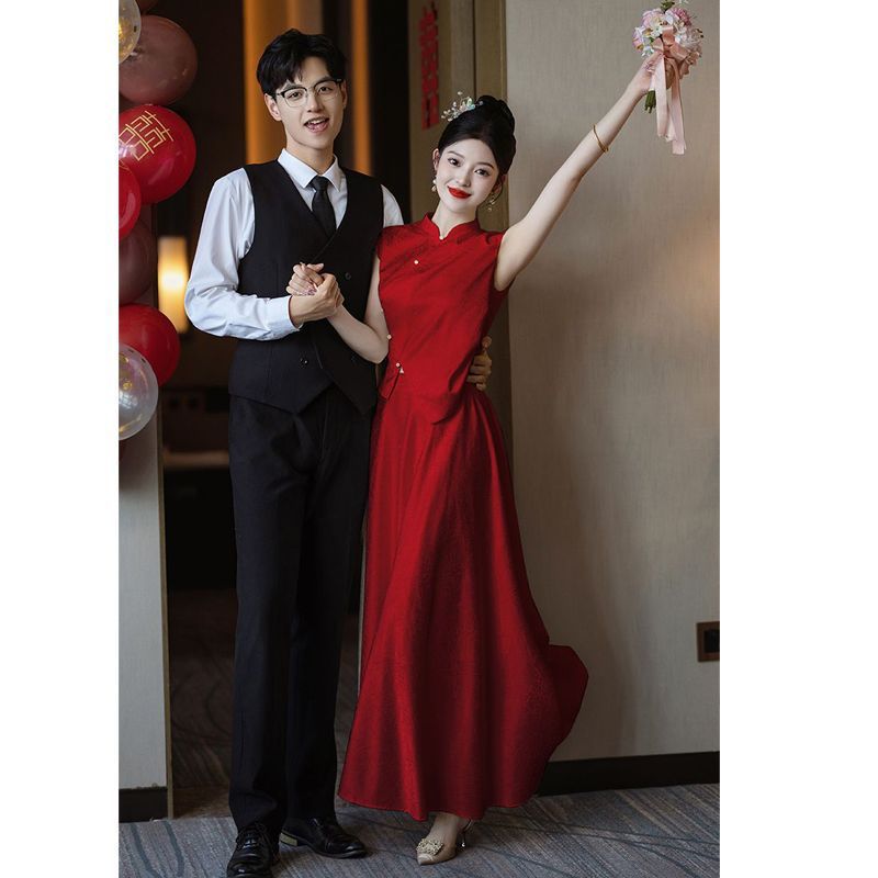 プラスサイズファットmm婚約チャイナドレス改良ドレススーツ2025新しい新しい中国風の証明書ドレスドレッシングローブ結婚式|undefined