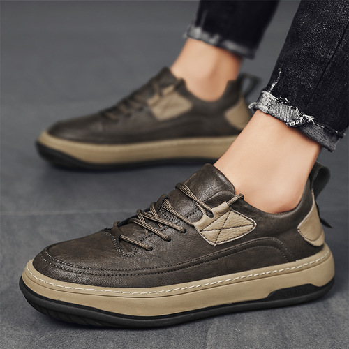 Men's new autumn and winter thick-soled versatile sports and leisure shoes, personalized and trendy men's leather shoes, retro fashion sneakers