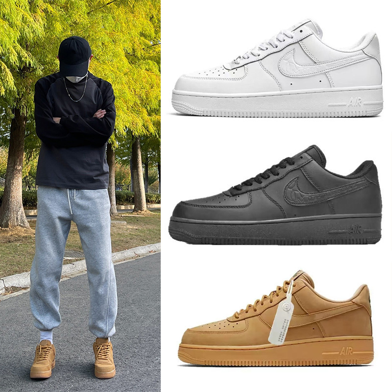 High-Quality Nike Official Putian Pure Original Air Force 1 Af1 Pure White All-Black Wheat Color Non-Slip Men's and Women's Air Cushion Low-Top Sneakers