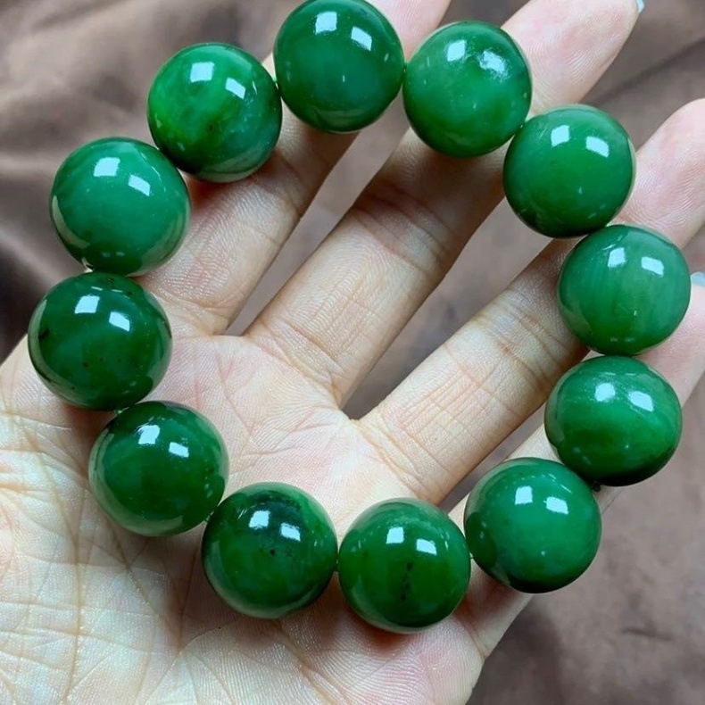 Vòng tay ngọc bích Hetian tự nhiên 18mm phong thủy chi tiết 5