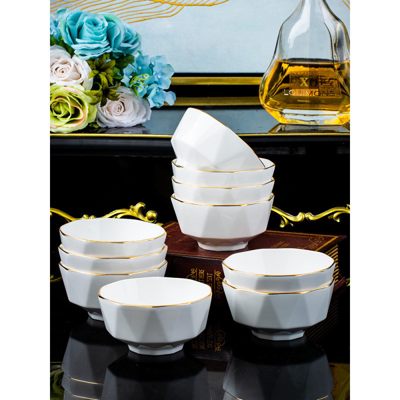 Underglaze Color Ceramic Bowl Household Tableware Set Rice Bowl Soup Bowl Instant Noodle Bowl Large Bowl Ramen Bowl Household New Style