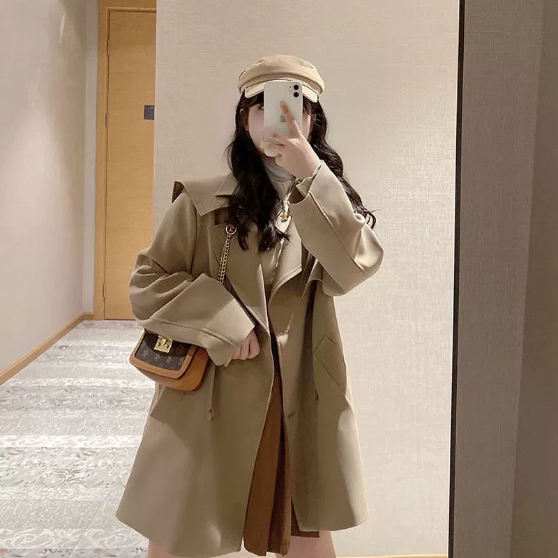 Autumn trench coat, design brace for leisure, jacket, Korean style, trend of season