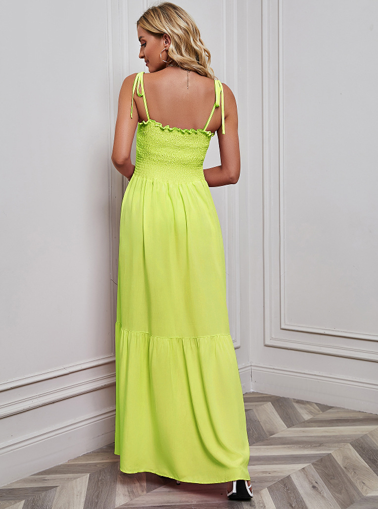 Venta Al Por Mayor Mujeres Vacaciones Color Sólido Fiesta Fiesta Correa Sin Cuello Sin Mangas Vestidos Oscilante display picture 3