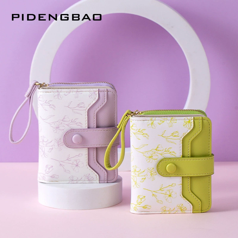 Кошелек (Pidengbao) Цветочный женский кошелек, большая емкость, organizer для карт и монет, 11.5×9×3 см